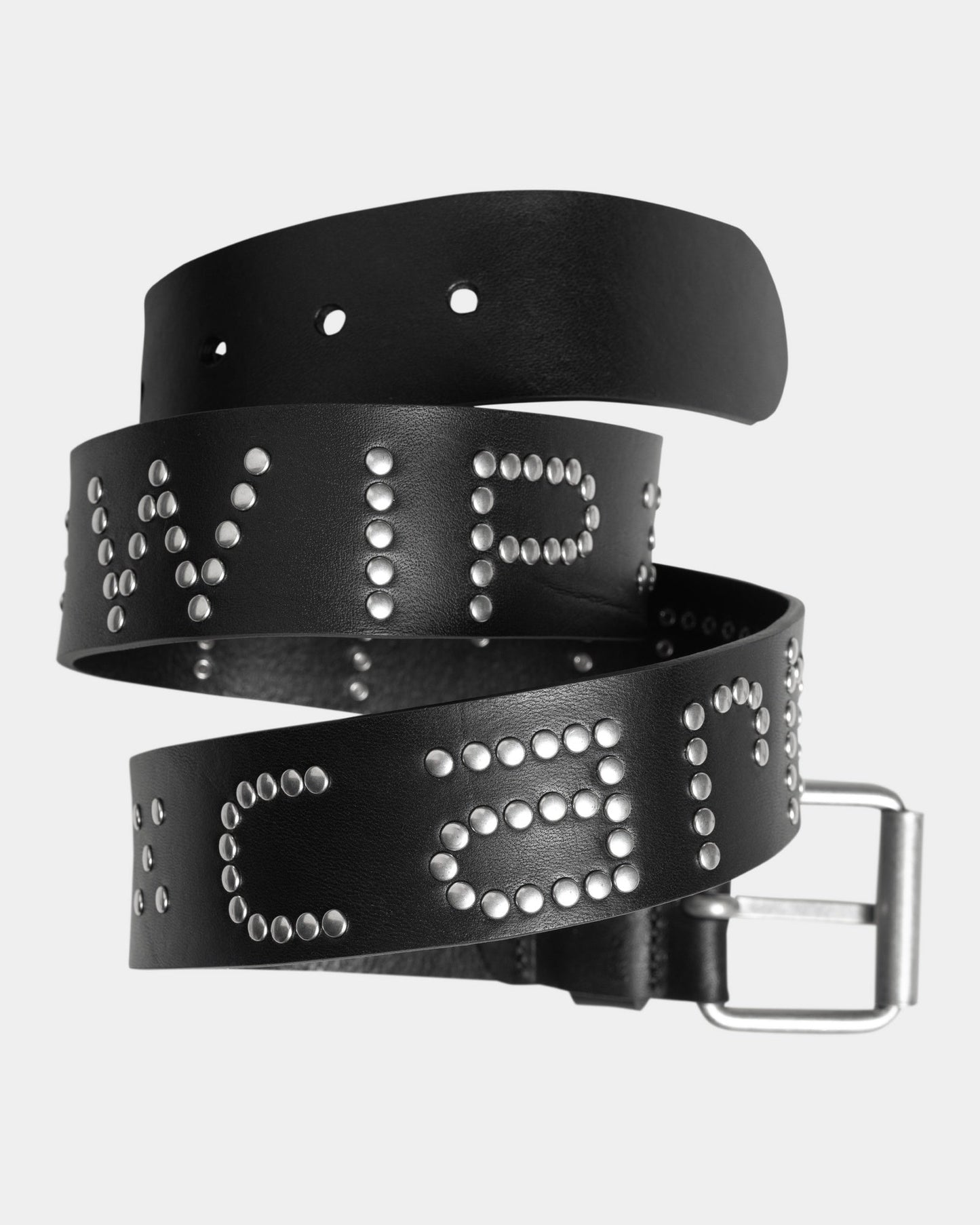Script Studs Belt | Black / Silver