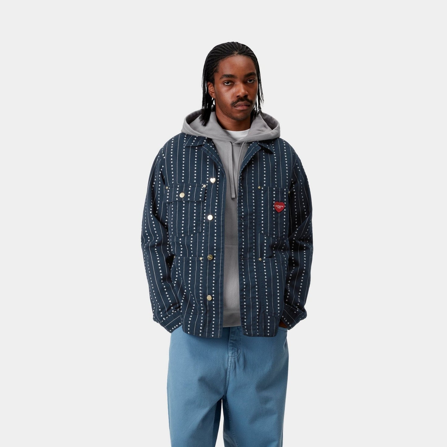 Drewe Chore Coat | Ink / Natural Heart C Pinstripe