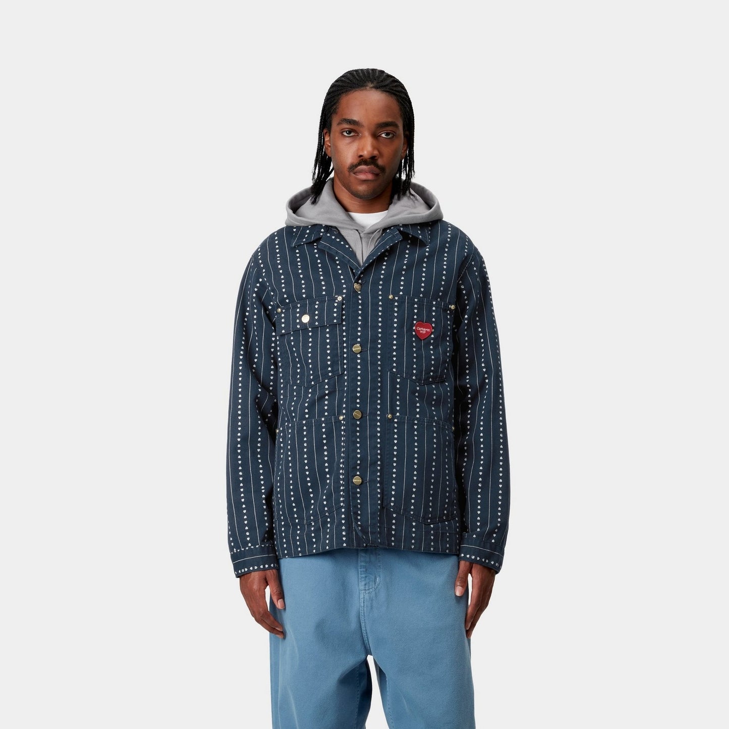 Drewe Chore Coat | Ink / Natural Heart C Pinstripe