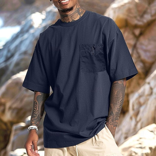 Men's Shorts Linen Shorts Summer Shorts Beach Shorts Drawstring Elastic Waist Multi Pocket Plain Knee Length Outdoor Beach Hawaiian Casual ArmyGreen Black Inelastic