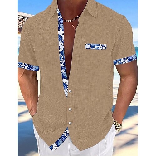 Men's Shorts Linen Shorts Summer Shorts Beach Shorts Drawstring Elastic Waist Multi Pocket Plain Knee Length Outdoor Beach Hawaiian Casual ArmyGreen Black Inelastic