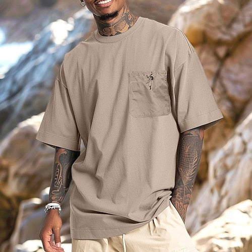 Men's Shorts Linen Shorts Summer Shorts Beach Shorts Drawstring Elastic Waist Multi Pocket Plain Knee Length Outdoor Beach Hawaiian Casual ArmyGreen Black Inelastic