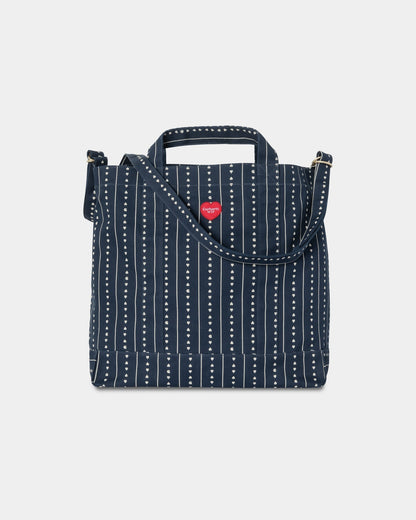 Drewe Tote | Ink / Natural Heart C Pinstripe