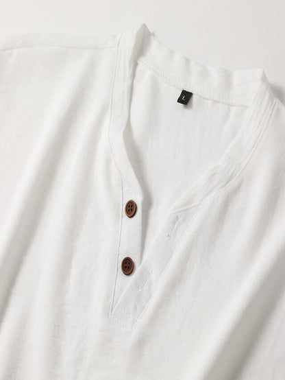 Men's Henley Shirt Tee Top Plain V Neck Street Vacation Short Sleeves Clothing Apparel Fashion Designer Basic