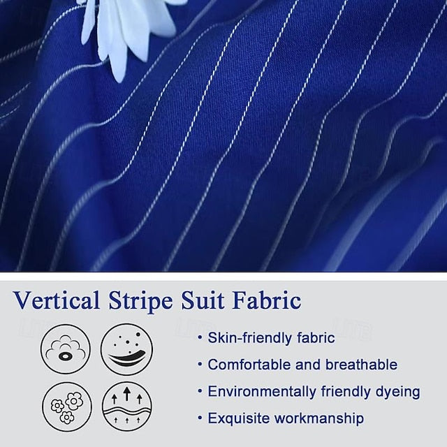Men's Blazer Business Cocktail Party Wedding Party Fashion Casual Spring &  Fall Polyester Stripes Button Pocket Comfortable Single Breasted Blazer Black White Yellow Pink