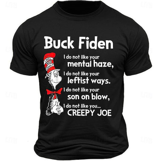 Buck Fiden Men's 100% Cotton Graphic T Shirt Sports Classic Shirt Short Sleeve Comfortable Tee Sports Outdoor Holiday Summer Fashion Designer Clothing