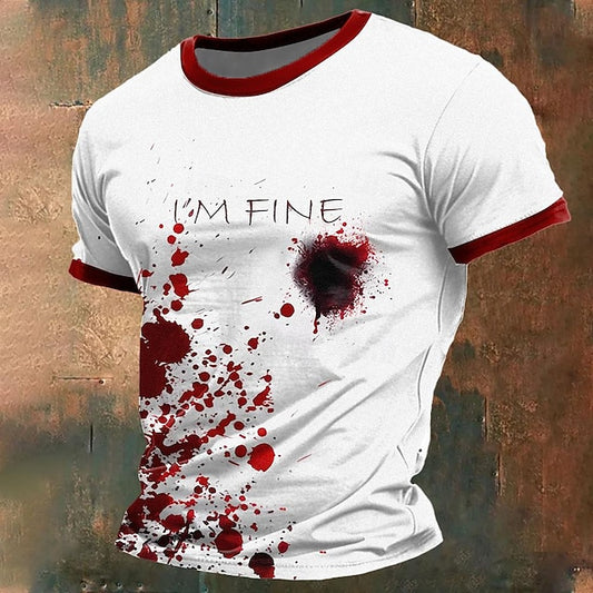 Blood stains Designer Steampunk Men's 3D Print T shirt Tee Carnival Party Street T shirt Red Blue Green Short Sleeve Crew Neck Shirt Summer Spring Clothing Apparel S M L XL XXL XXXL