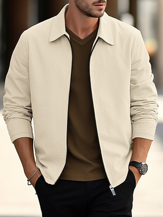 Men's Jacket Casual Jacket Outdoor Daily Wear Warm Zipper Pocket Fall Winter Plain Fashion Streetwear Lapel Regular Black White Blue Khaki Gray Jacket