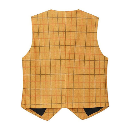 Men's Vest Waistcoat Daily Wear Going out Vintage Fashion Spring &  Fall Button Polyester Comfortable Plain Single Breasted Collarless Regular Fit Buff Light Grey Vest