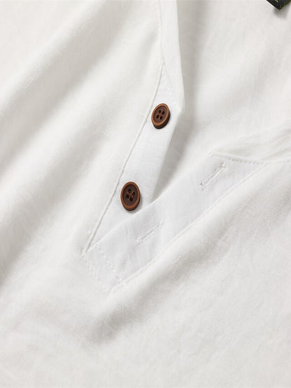 Men's Henley Shirt Tee Top Plain V Neck Street Vacation Short Sleeves Clothing Apparel Fashion Designer Basic