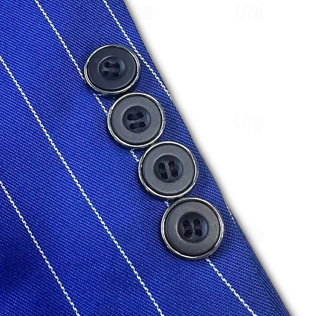 Men's Blazer Business Cocktail Party Wedding Party Fashion Casual Spring &  Fall Polyester Stripes Button Pocket Comfortable Single Breasted Blazer Black White Yellow Pink