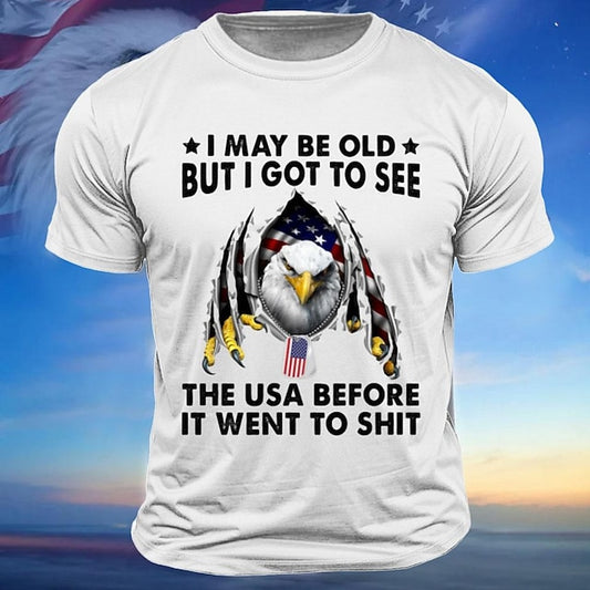 Letter Quotes & Sayings Eagle Sports Classic Casual Men's 100% Cotton Graphic T Shirt Black White Army Green Short Sleeve Crew Neck Shirt Summer Spring Clothing Apparel S M L XL XXL