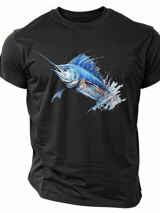 Animal Fish Men's Graphic Cotton Blend Shirt Sports Classic Shirt Short Sleeve Comfortable Tee Summer Spring Fashion Designer Clothing